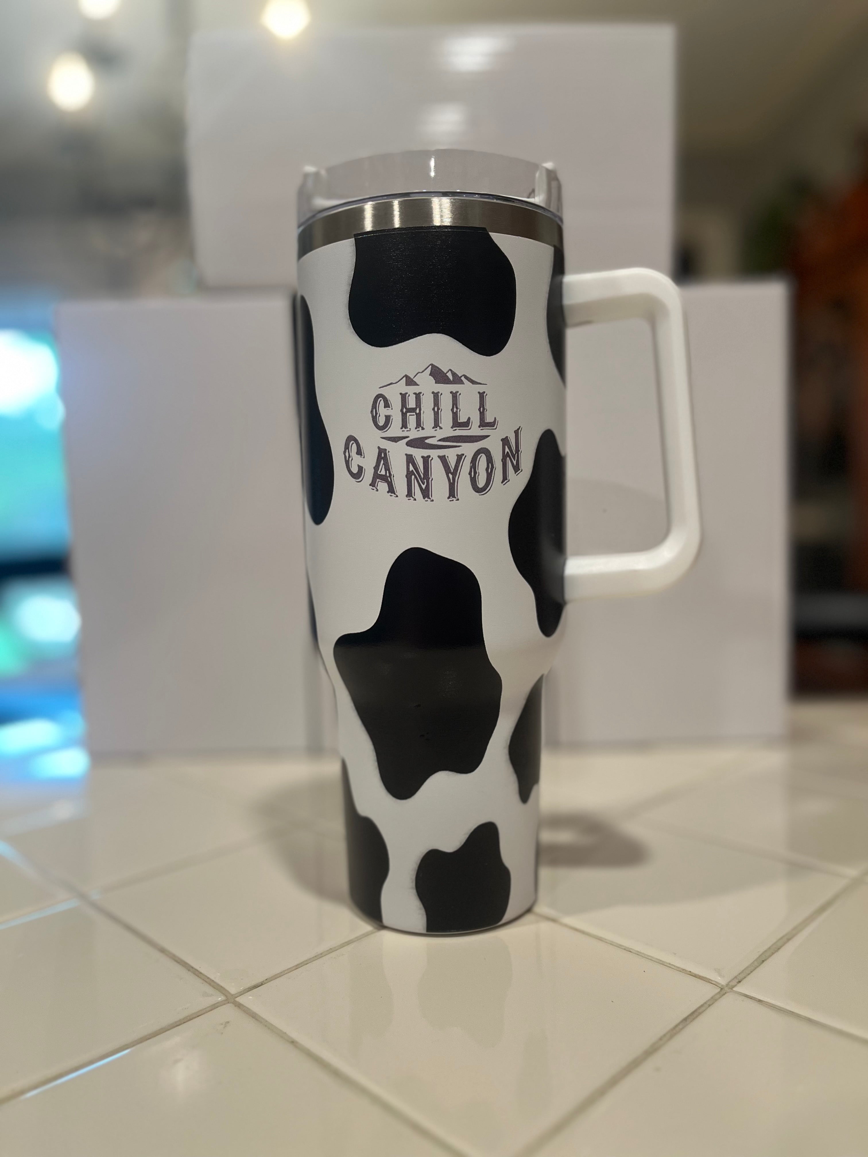 40oz Premium Cow Print Stainless Steel Tumbler | Insulated Travel Mug | Chill Canyon