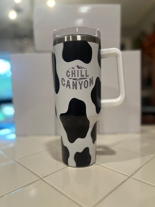 40oz Premium Cow Print Stainless Steel Tumbler | Insulated Travel Mug | Chill Canyon