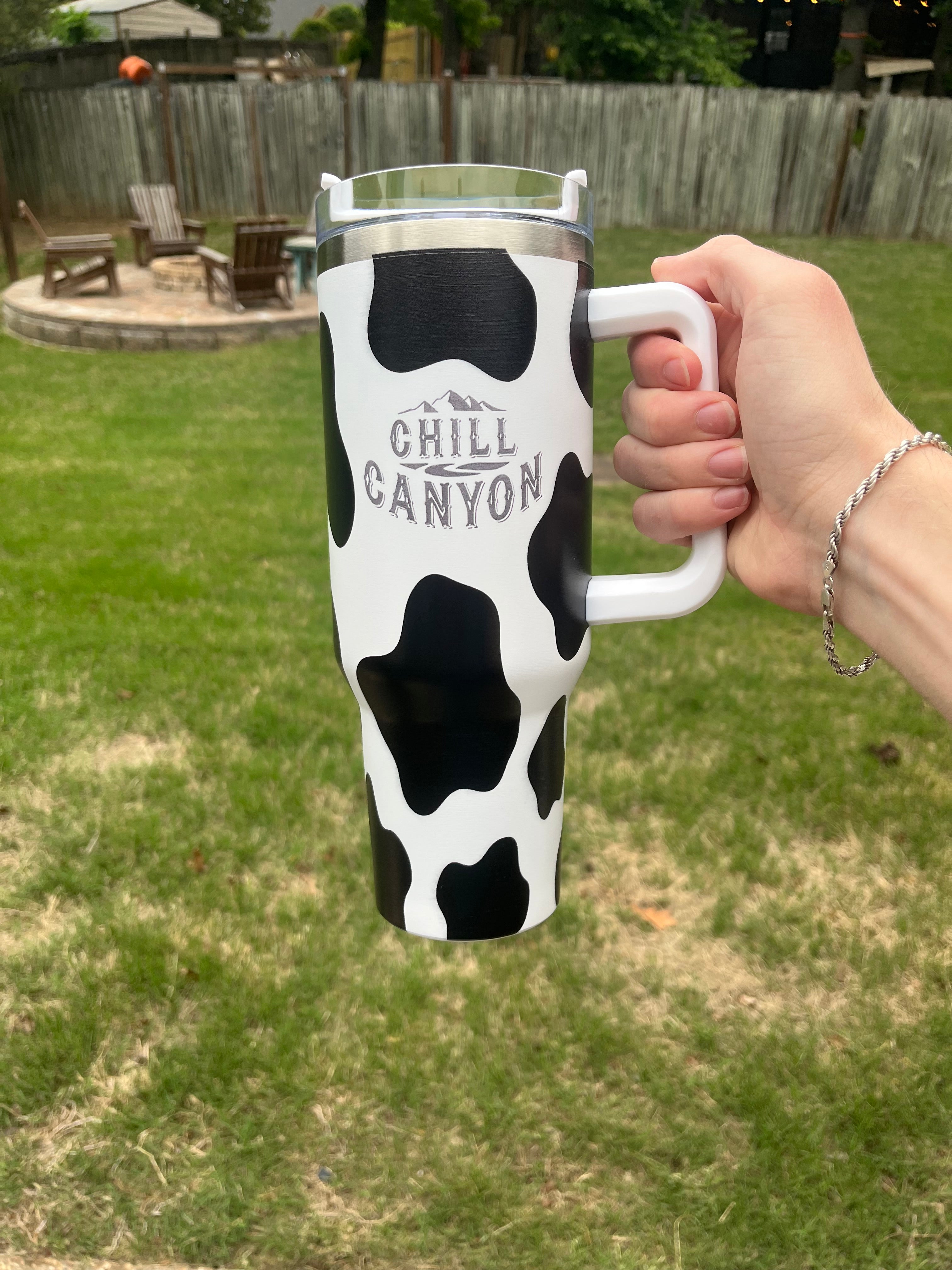 40oz Premium Cow Print Stainless Steel Tumbler | Insulated Travel Mug | Chill Canyon