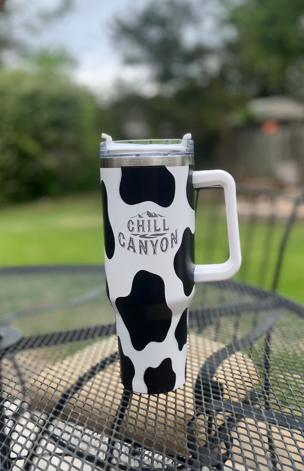 40oz Premium Cow Print Stainless Steel Tumbler | Insulated Travel Mug | Chill Canyon