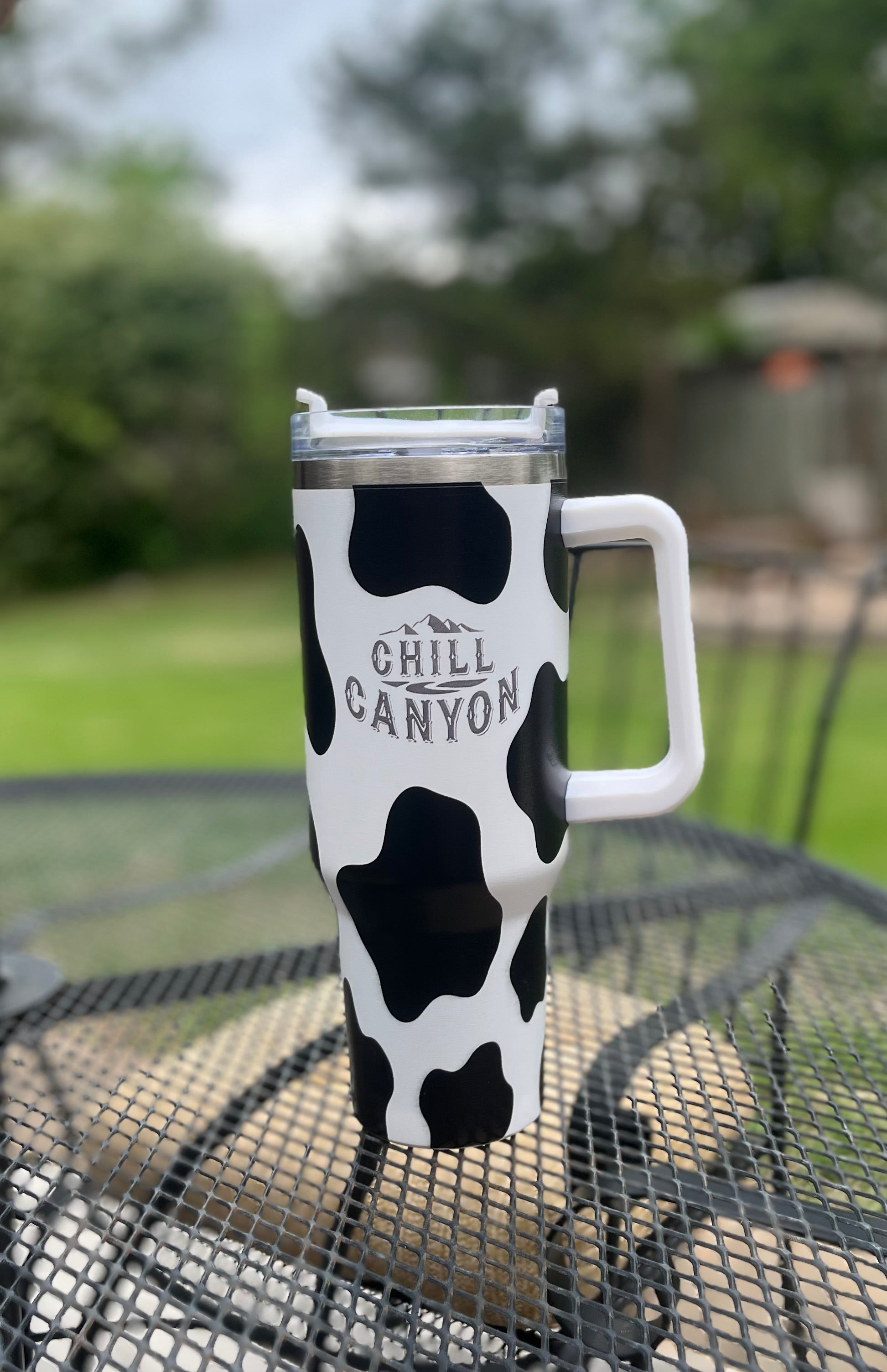 40oz Premium Cow Print Stainless Steel Tumbler | Insulated Travel Mug | Chill Canyon