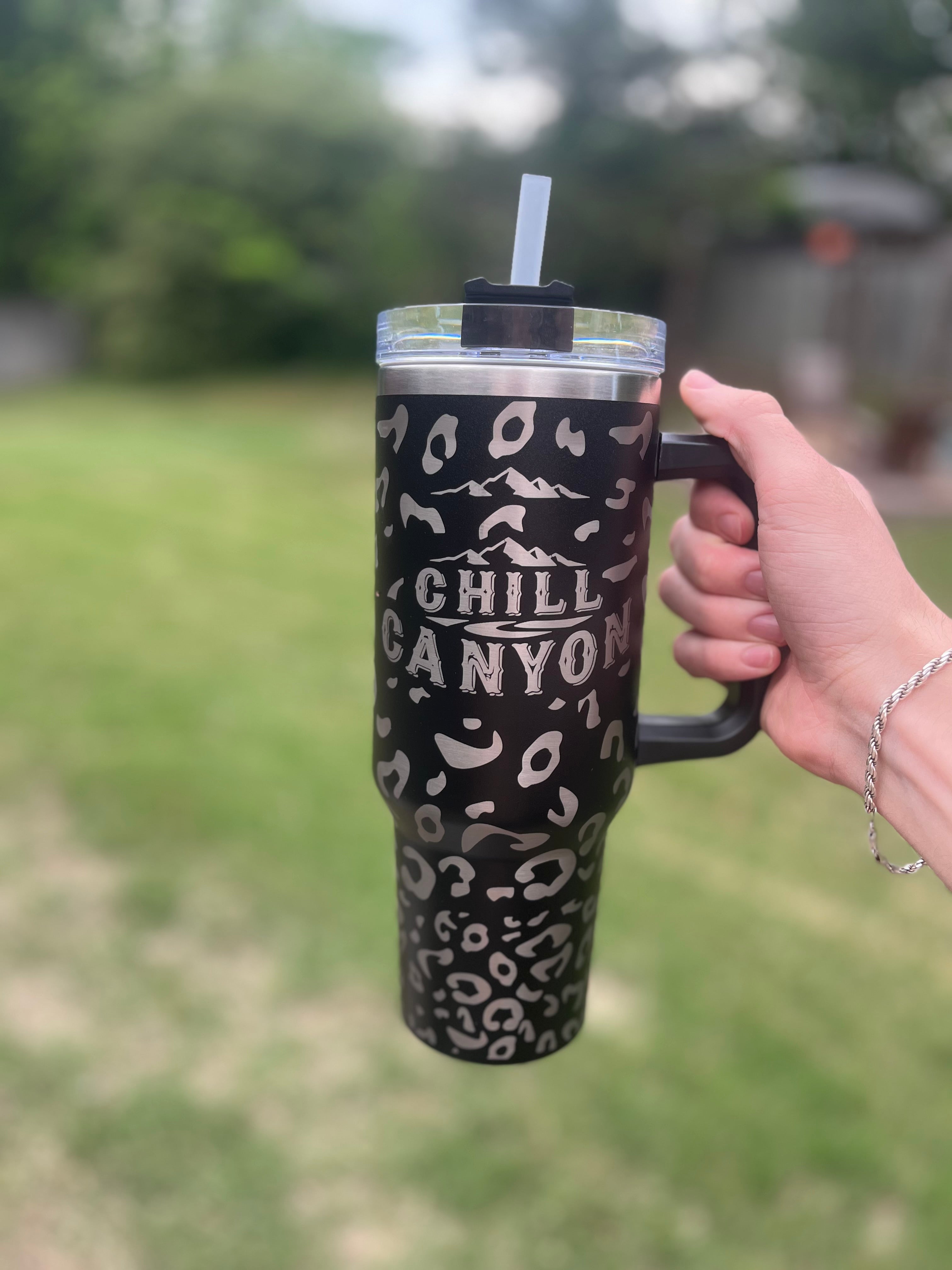 40oz Premium Leopard Print Stainless Steel Tumbler | Insulated Travel Mug | Chill Canyon