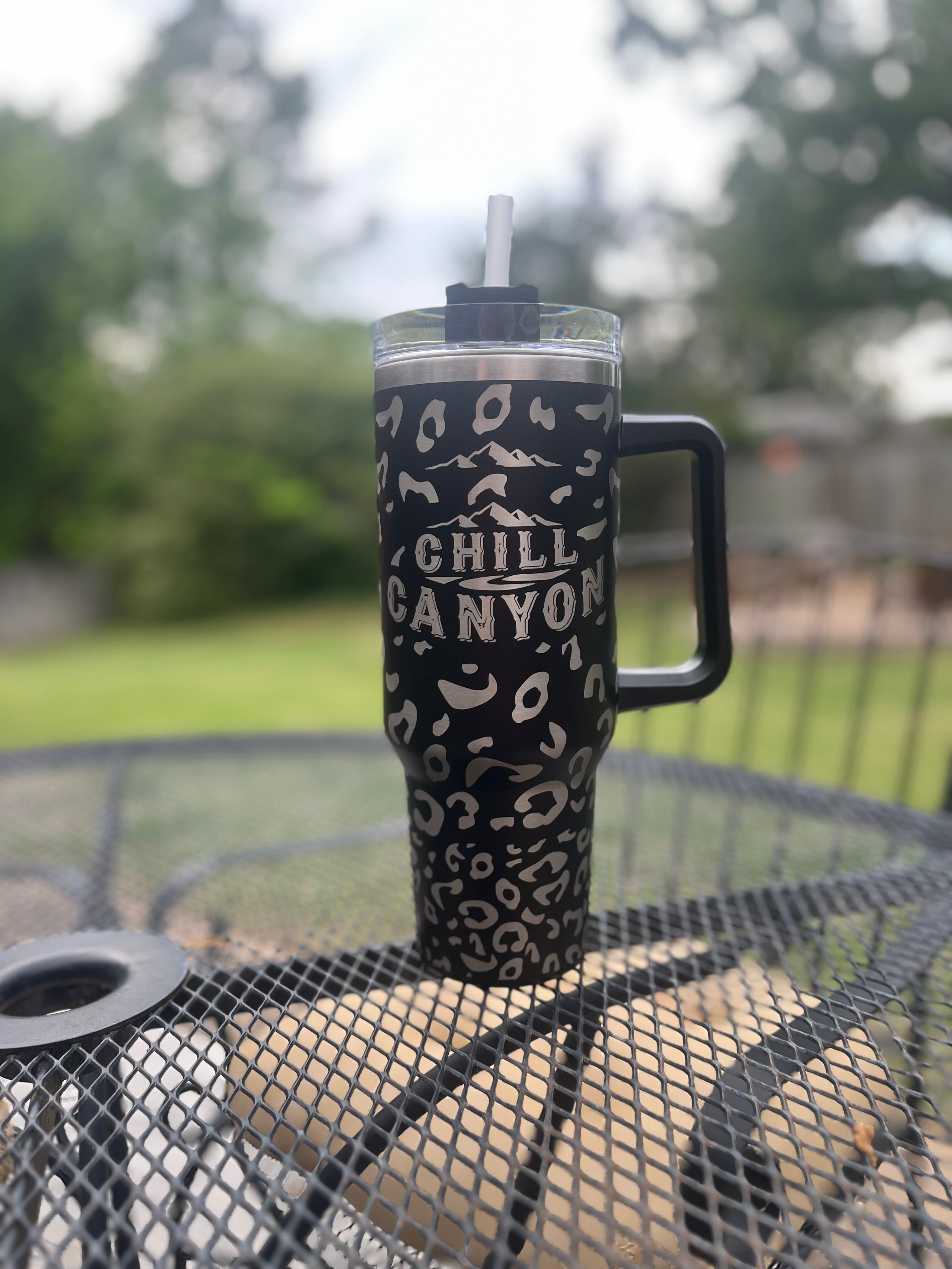 40oz Premium Leopard Print Stainless Steel Tumbler | Insulated Travel Mug | Chill Canyon