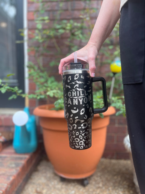 40oz Premium Leopard Print Stainless Steel Tumbler | Insulated Travel Mug | Chill Canyon
