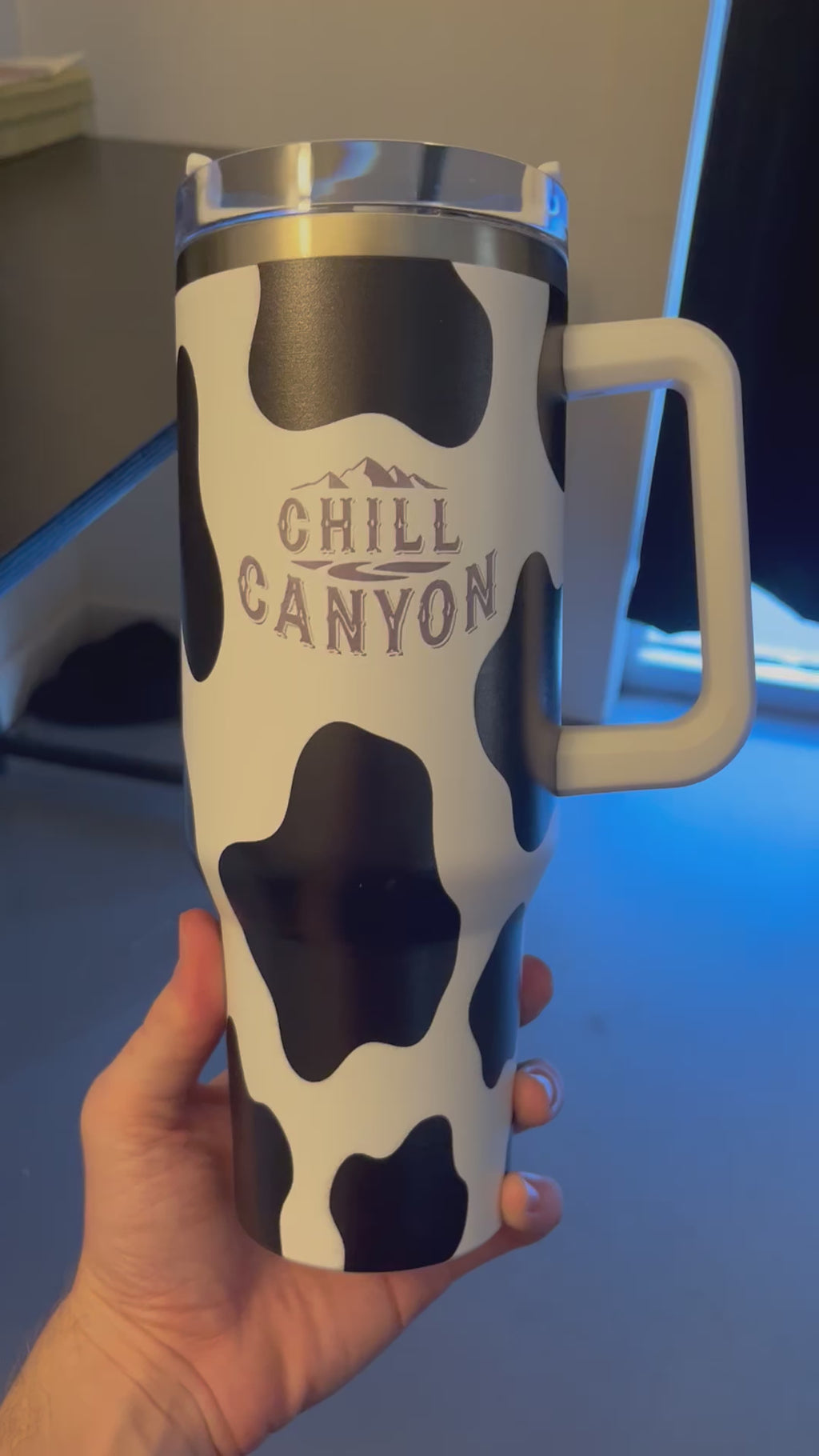 40oz Premium Cow Print Stainless Steel Tumbler | Insulated Travel Mug | Chill Canyon